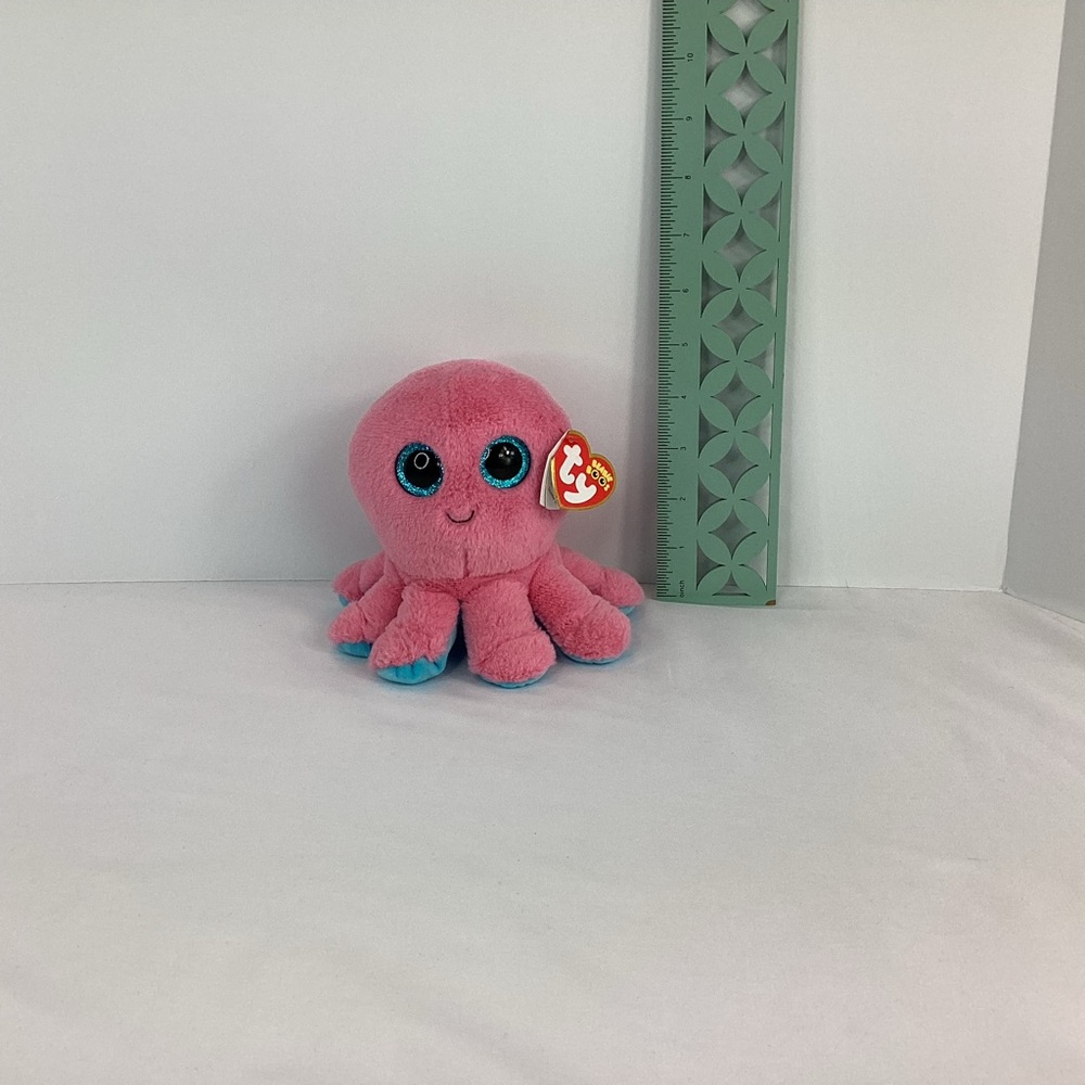 Ty Beanie Boos SHELDON the Octopus 6" Pink Blue Plush Toy 2024 Stuffed Animal - Picture 9 of 13